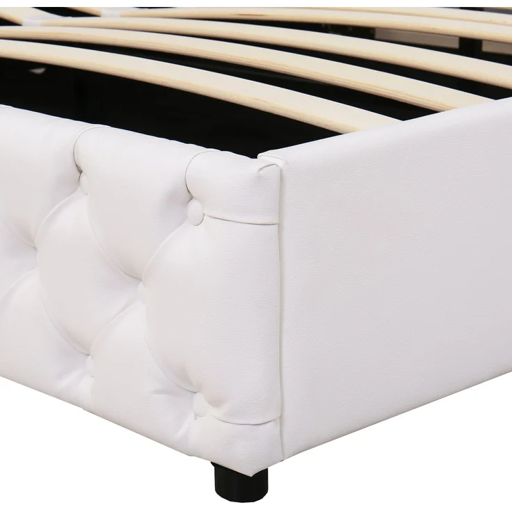 Polsterbett in Weiß 207*182*99cm , mit LED Beleuchtung und Bettkasten, modernes Bettgestell – Bild 10