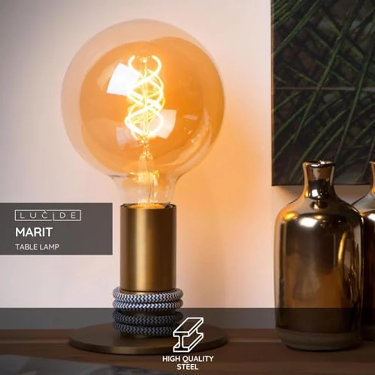 Lucide 45576/01/02, Nachttischlampe mit textiler Schnur, höhenverstellbar, retro Design – Bild 3