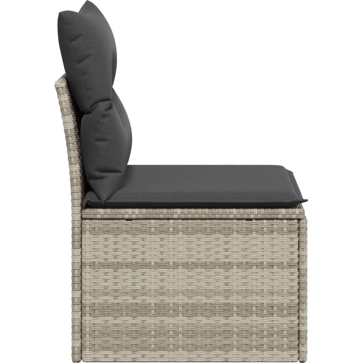 vidaXL Gartensofa ohne Armlehnen mit Kissen Hellgrau Poly Rattan 366174 – Bild 4