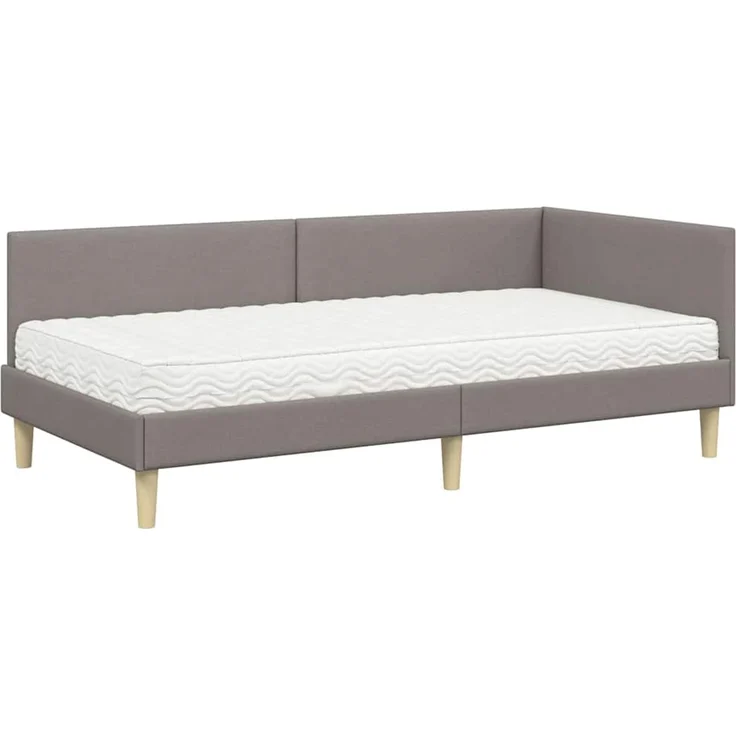 vidaXL Eckbettgestell mit Matratze 2 stk. Taupe 100 x 200 cm Stoff 3393754 – Bild 4