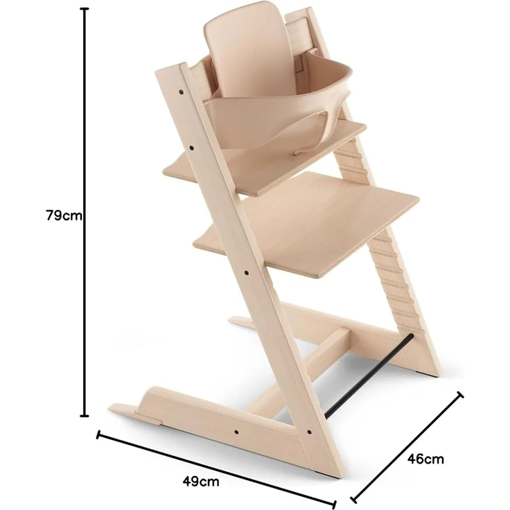 Tripp Trapp Hochstuhl von Stokke mit Baby Set, Natural aus Buchenholz - Verstellbarer, anpassbarer Stuhl für Kleinkinder, Kinder & Erwachsene – Bild 7