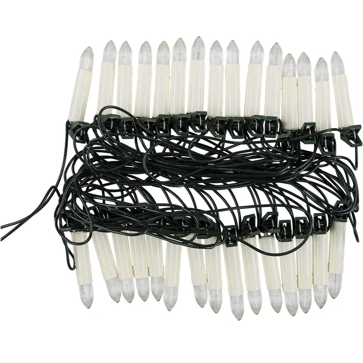 Idena 38192 - LED Kerzen Lichterkette mit 30 LEDs in Warmweiß, elfenbeinfarbene Kerzen mit Befestigungs-Klemmen, ca. 16 m, Deko für Innen, Weihnachtsdeko und Beleuchtung für den Weihnachtsbaum – Bild 4