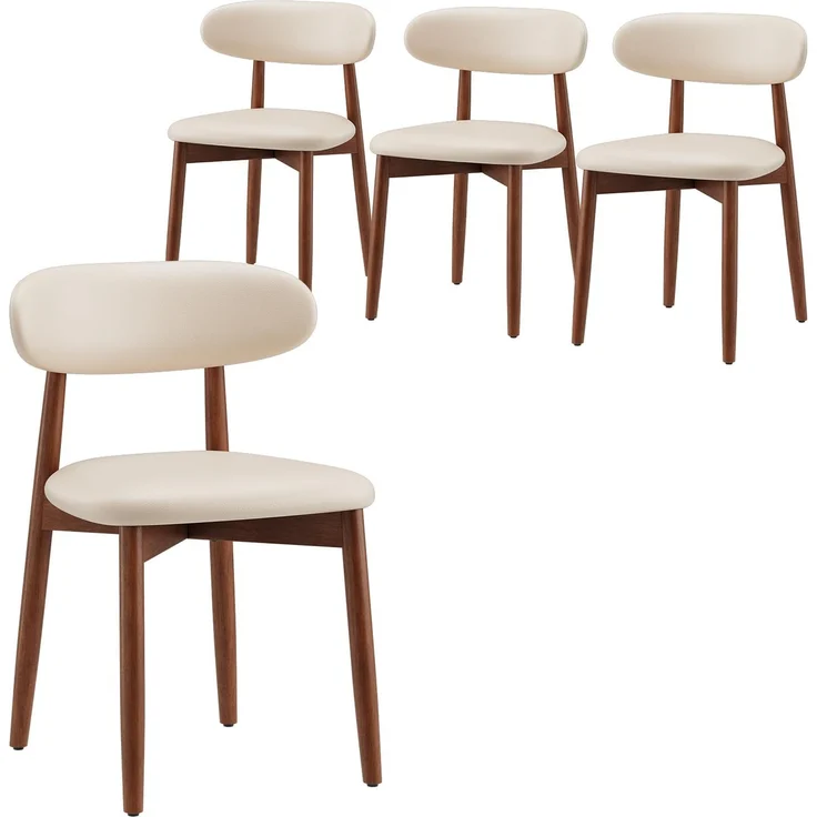 COLAMY Stühle Esszimmer 4er Set, Esszimmerstuhle Küchenstühle Hochdichter Schaumstoff, Atmungsaktives PU-Leder, Gepolsterte Sitzfläche, Sitzstuhl für Küche Wohnzimmer Haushalt & Café, Weiß