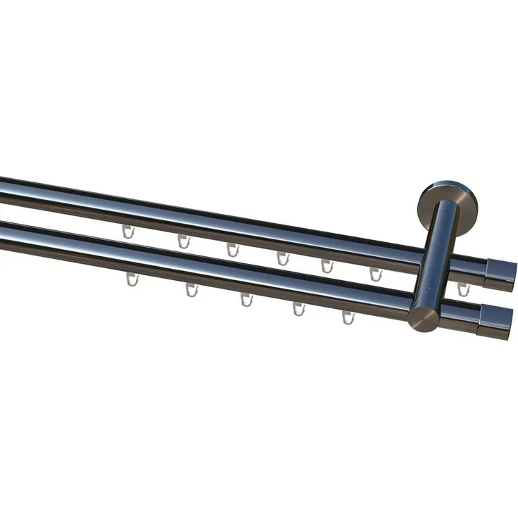 Garduna Gardinenstange Ø 20mm Innenlauf Komplettset inkl. X-Gleiter in Profilfarbe, 2-läufig, kürzbar, Metall, 2-lauf, 1-lauf, Gardinenstange, 20mm, Innenlauf, Gardinenschiene