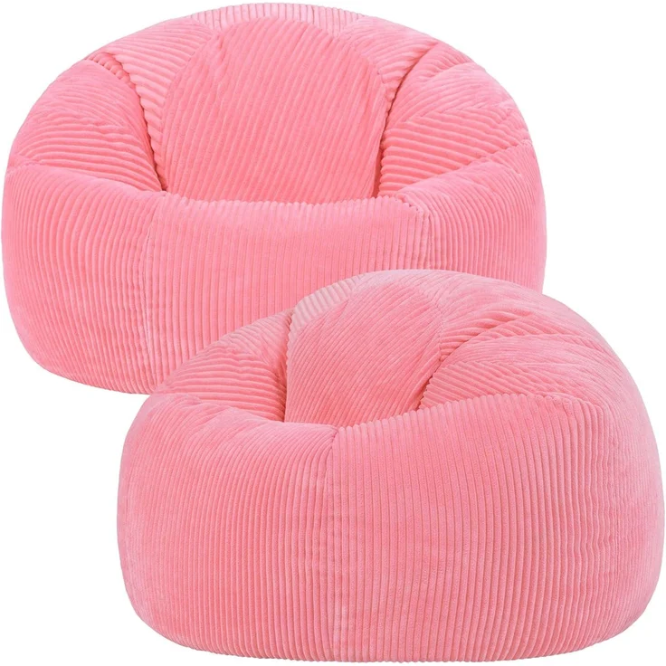 Icon Kingston Sitzsack Cord, Kaugummirosa, 2er Pack, Sitzsack Erwachsene mit Füllung, Bean Bag, Cord Sessel, Lounge Sessel, Lounge Stuhl, Schlafzimmer, Wohnzimmer, Wohnzimmer Möbel – Bild 1