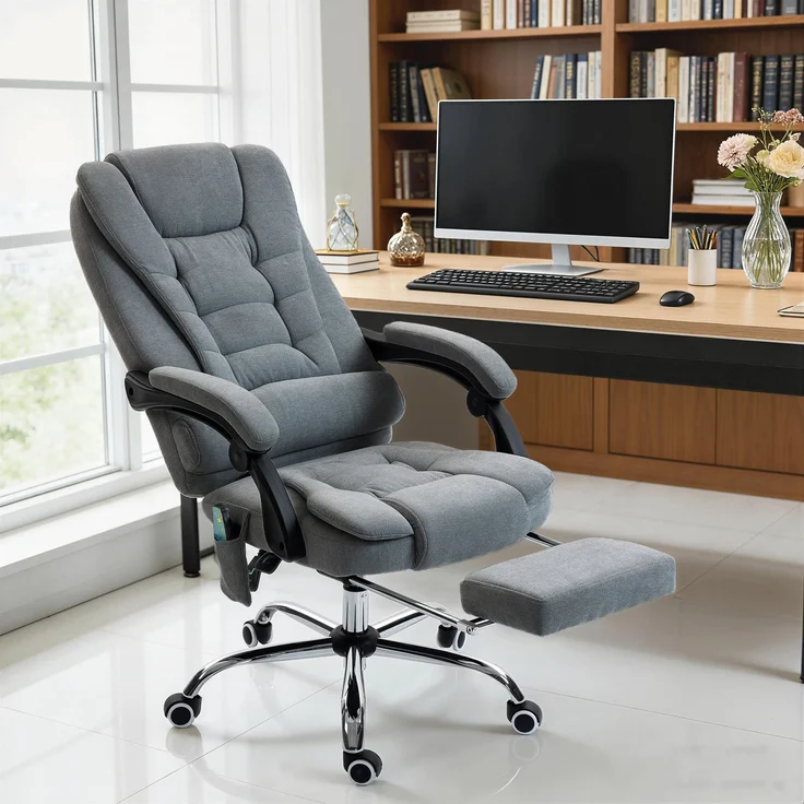 MELAYR, Beheizbarer und massierender Bürostuhl, Höhenverstellbar, 77 x 35 x 57,5 cm, Dunkelgrau – Bild 3