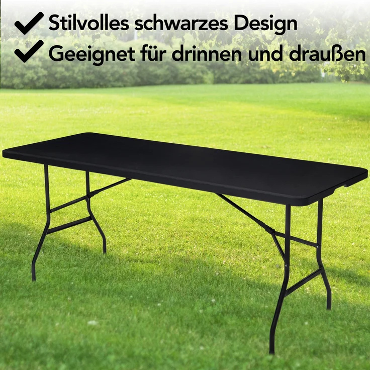 Brixy Klapptisch - Klapptisch - 180 x 70 x 74 cm - Campingtisch - Gartentisch - Tragbar - Schwarz – Bild 4