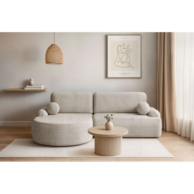 Lookway Ecksofa CLEO CORD Rundes Ecksofa mit Schlaffunktion und Bettkasten – Bild 5