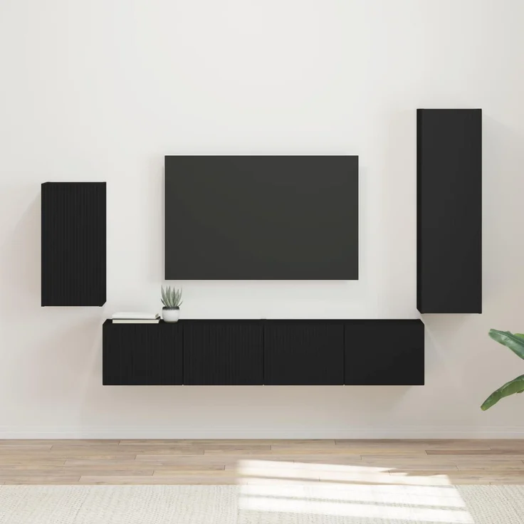 vidaXL TV-Schrankset 4 stk. 31 x 30 x 100 cm Schwarz 3409007 – Bild 1