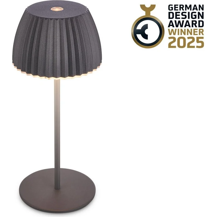 BRILONER - Riffle Mini LED Tischlampe kabellos IP44 mit Lichtkante, 8,5x20 cm, Touchdimmer, Akku tauschbar, Nachttischlampe, LED Lampe, Akku Lampe, German Design Award Winner 2025, Anthrazit – Bild 2