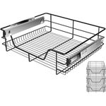 KESSER® Teleskopschublade ✓ Küchenschublade ✓ Küchenschrank ✓ Korbauszug ✓ Schrankauszug ✓ Vollauszug ✓ Schublade 3x 60cm - Schwarz