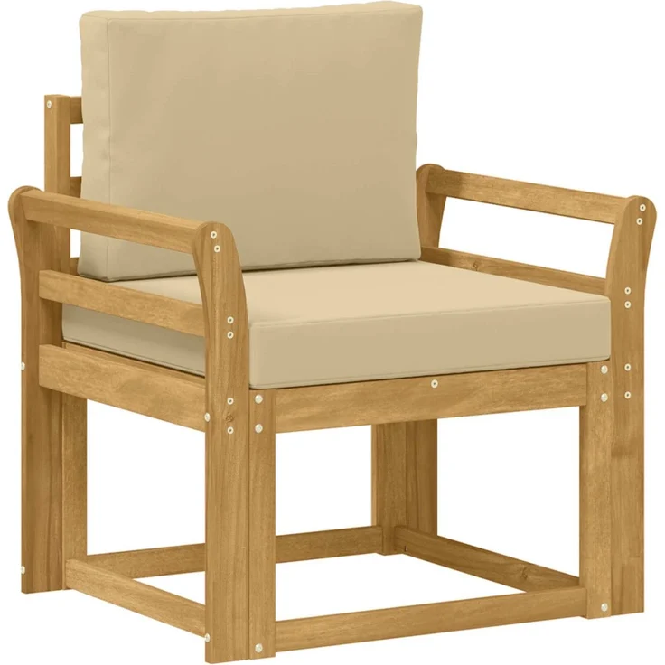 vidaXL 2 Stück Outdoor-Sofagarnitur Polyester Weiß und Beige 3438977 – Bild 2