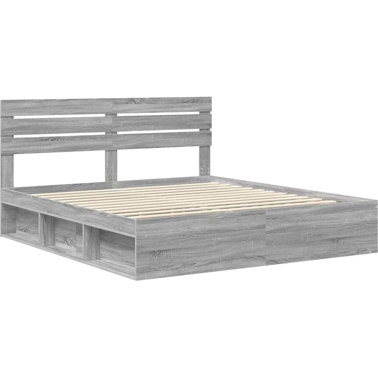 vidaXL Bettrahmen Graues Sonoma 200 x 200 cm Massives Kiefernholz 3411380 – Bild 3