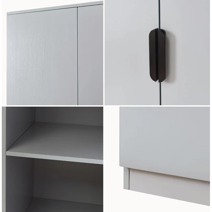Kleiderschrank Eiselfing 176x80x52 cm 4 Fächer Grau [en. casa] – Bild 9