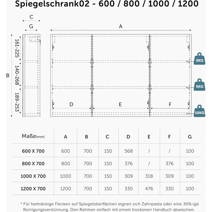 doporro Badezimmerspiegelschrank Wandchrank Aufbewahrungsschrank Badezimmer Spiegelschrank02 – Bild 2