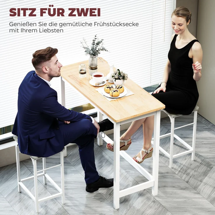 Bartisch, Eichenoptik, kompakt, Platz für 2 Personen, Naturholz+Weiß--Eiche--91x48x108cm--YOUDENOVA – Bild 7