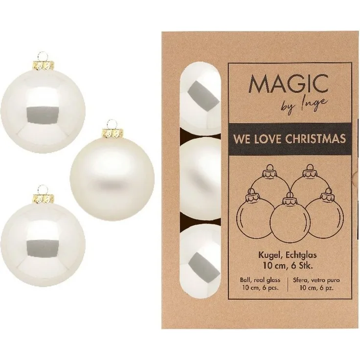 MAGIC by Inge Weihnachtsbaumkugel, Weihnachtskugeln Glas 10cm 6 Stück - Champagner