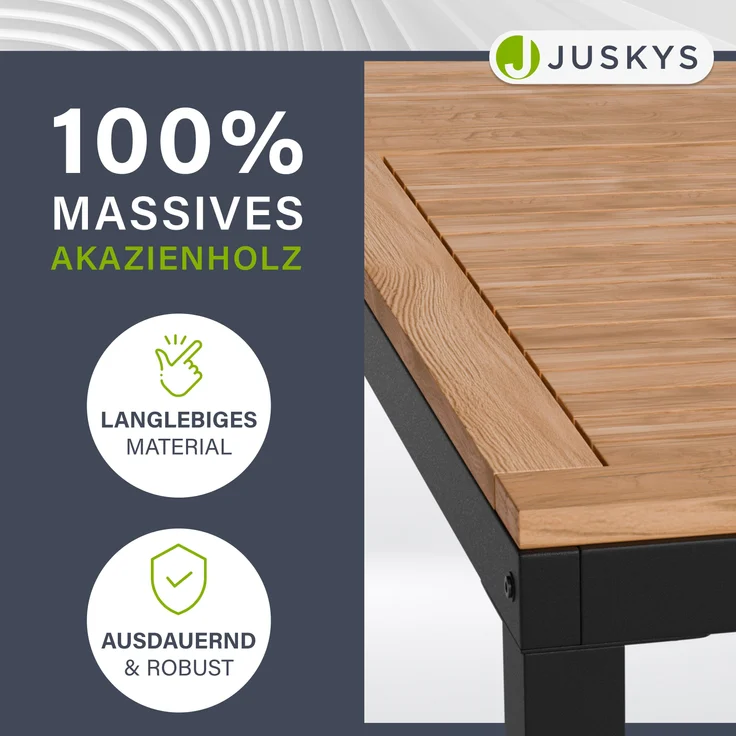 Juskys 'Rhodos' Gartengarnitur - Tisch, 4 Stühle & Auflagen, Akazienholz Natur & Schwarz – Bild 5