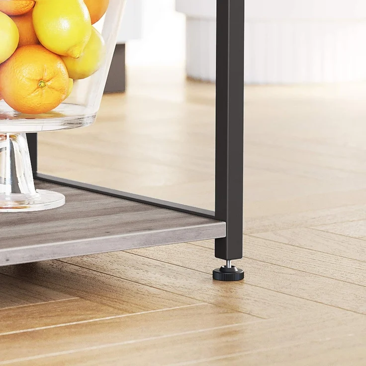 Vasagle Küchenregal, Standregal mit Metallkorb, Bäckerregal mit 6 S-Haken und Regalablagen, Mikrowellenregal, Gewürzregal, für Töpfe und Pfannen, Industrie-Design, Greige-schwarz von Songmics KKS035B02 – Bild 4