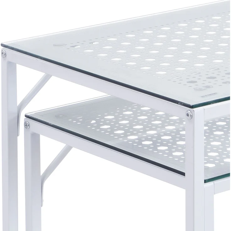 FINEBUY Konsolentisch FB72752 2er Set e Flurtische Metall Glasplatte Modern Industrial (Dekotische 2er Set Weiß Glas Metall Modern), Ablagetische Wohnzimmer, Glastische Platzsparend – Bild 5