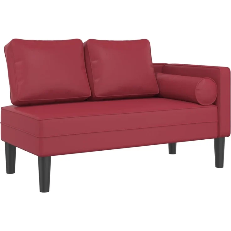 vidaXL Chaiselongue mit Kissen Weinrot Kunstleder, 116,5 x 62 x 57,5 cm – Bild 2