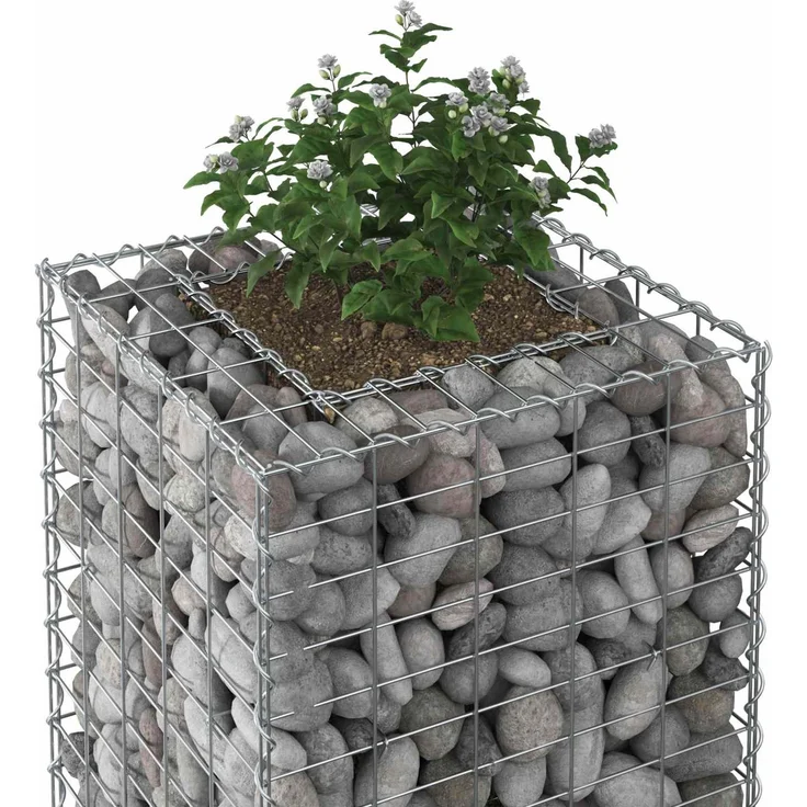 vidaXL Gabionen Hochbeet Silber 50 x 50 x 150 cm Verzinkter Stahl 42033332 – Bild 3