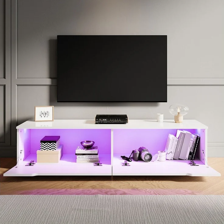 SONNI Lowboard Lowboard TV Hängend Weiß/ Schwarz TV Schrank in Wohnzimmer (Packung), 140-180cm tv schrank in wohnzimmer für 35''- 45'' Fernseher – Bild 3
