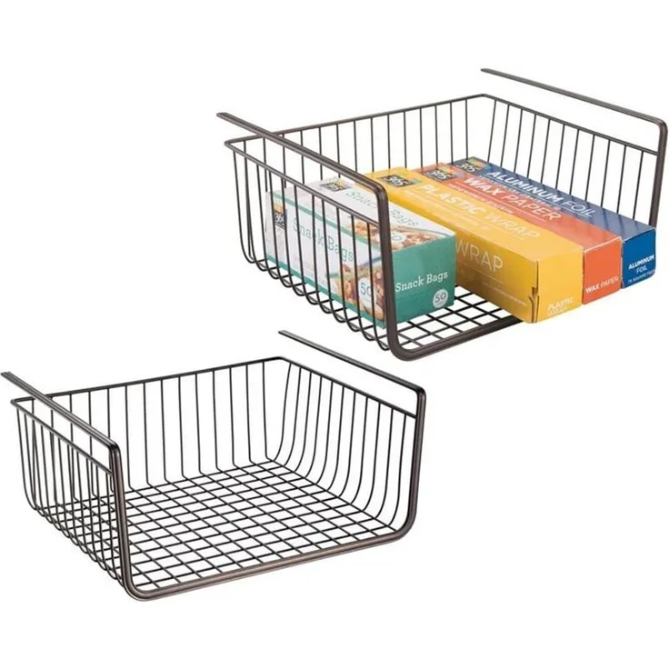 mDesign Hängekorb Drahtkorb Gitterbox Aufbewahrung 2er-Set Metall Bronze