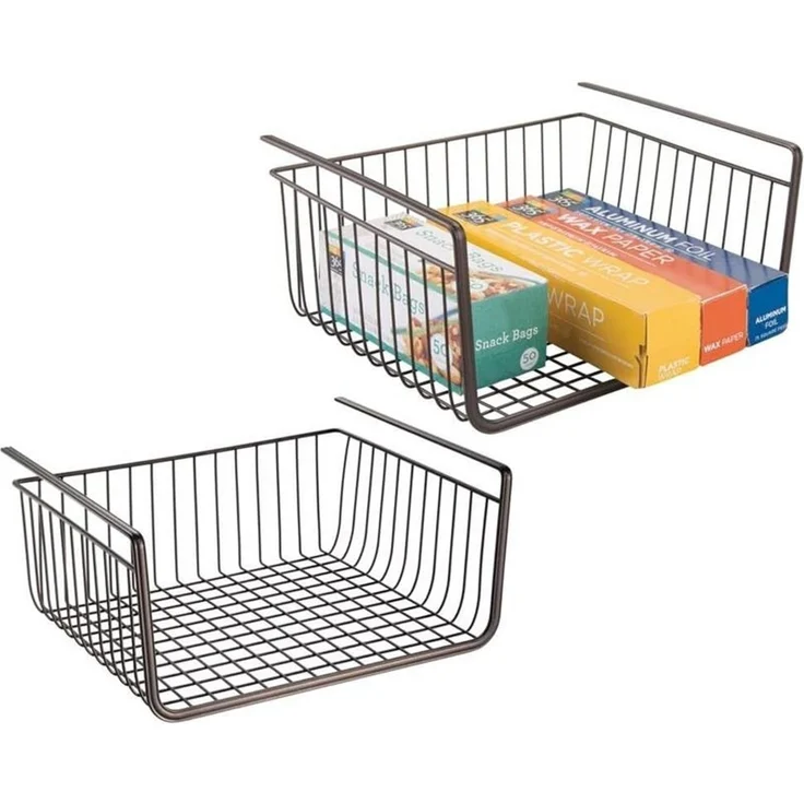 mDesign Hängekorb Drahtkorb Gitterbox Aufbewahrung 2er-Set Metall Bronze – Bild 1