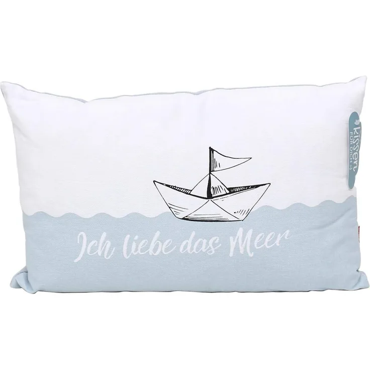 Dekohelden24 Dekokissen Meer Kissen mit Bezug aus 100% Baumwolle, L / B / H: 40 x 13 x 23 cm.