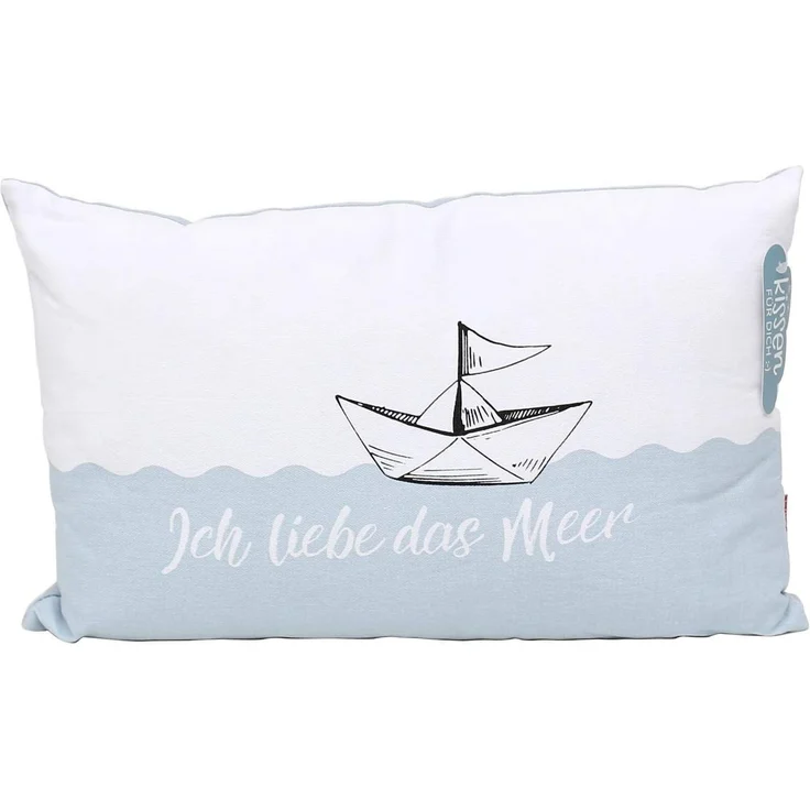 Dekohelden24 Dekokissen Meer Kissen mit Bezug aus 100% Baumwolle, L / B / H: 40 x 13 x 23 cm.