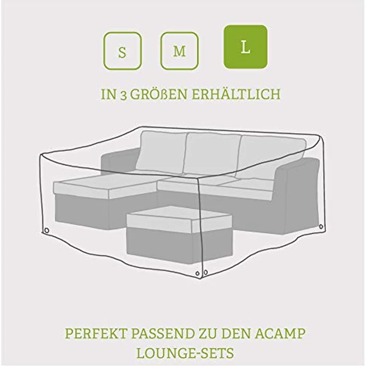 Acamp Abdeckung für Gartenmöbel Größe L, wasserdicht, schmutzabweisend, UV-beständig, anthrazit, 230x155x80 cm – Bild 4