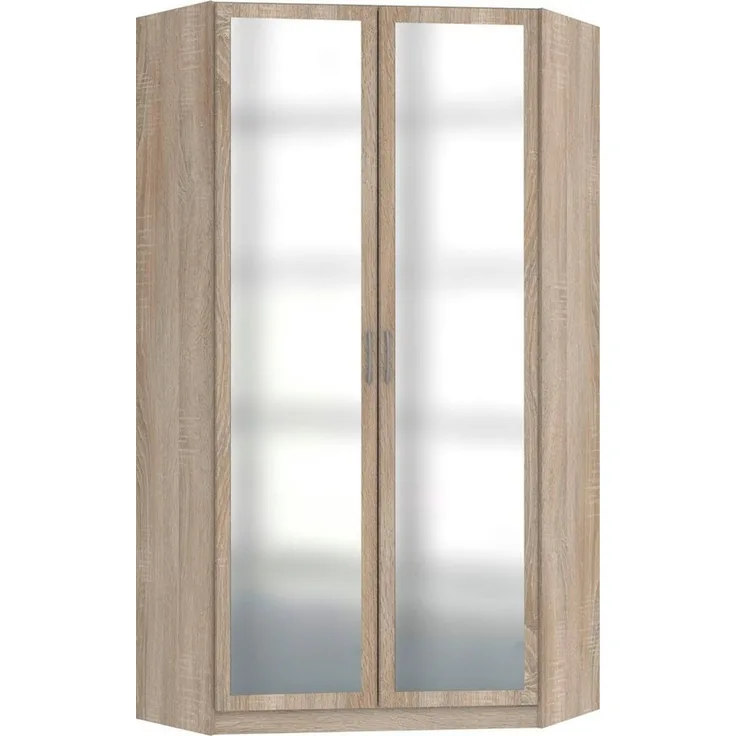 Eckschrank Bitburg Eckkleiderschrank mit Spiegel 95x95cm Farbe: Eiche sägerau