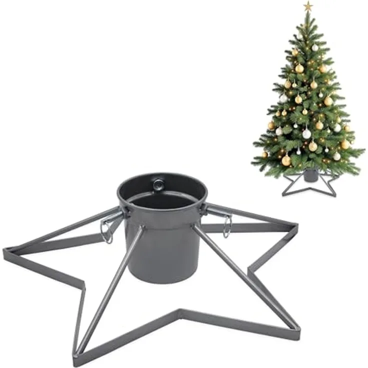 Spetebo Christbaumständer Stern Weihnachtsbaum Ständer mit Wasserbehälter (Stück, 1-tlg, Christbaumständer), Dekorativer Weihnachtsbaum Ständer mit Wasserbehälter