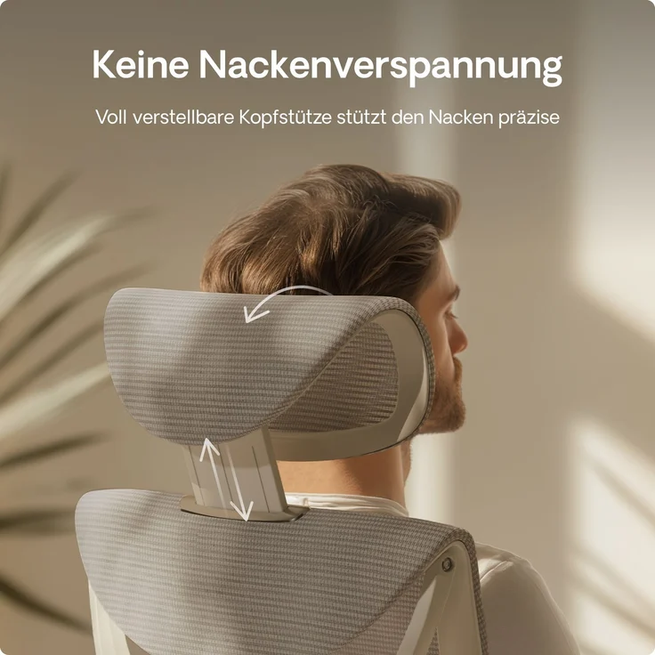Desktronic Bürostuhl Verstellbarer Ergonomischer SitPro, Grau 3-Dimensional Armlehne, Integrierte 5-Wege-Lendenwirbelstütze – Bild 6