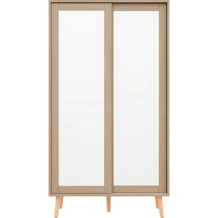 Kleiderschrank mit doppelten Schiebetüren, Kleiderstange, Ablageflächen, abriebfester Oberfläche, feuchtigkeitsbeständig – Bild 8