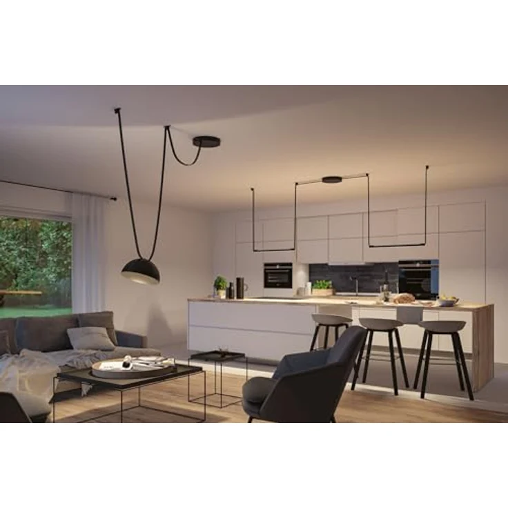 Paulmann Pendelleuchte Bol Uline, 12W LED, Aluminium schwarz, 3000K warmweiß Licht, Ø 30 cm – Bild 7