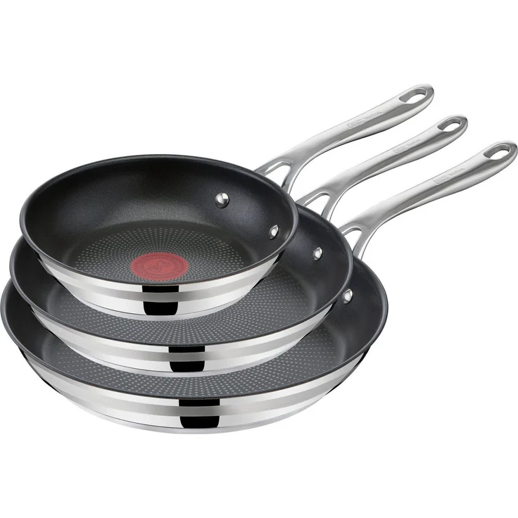 Tefal Pfannen-Set Jamie Oliver Cook Smart für alle Herdarten, Induktion, Thermo-Signal, Edelstahl (Set, 3-tlg, Pfannen 20/24/28 cm), Antihaftversiegelung, besonders lange Lebensdauer. ergonomischer Griff – Bild 1