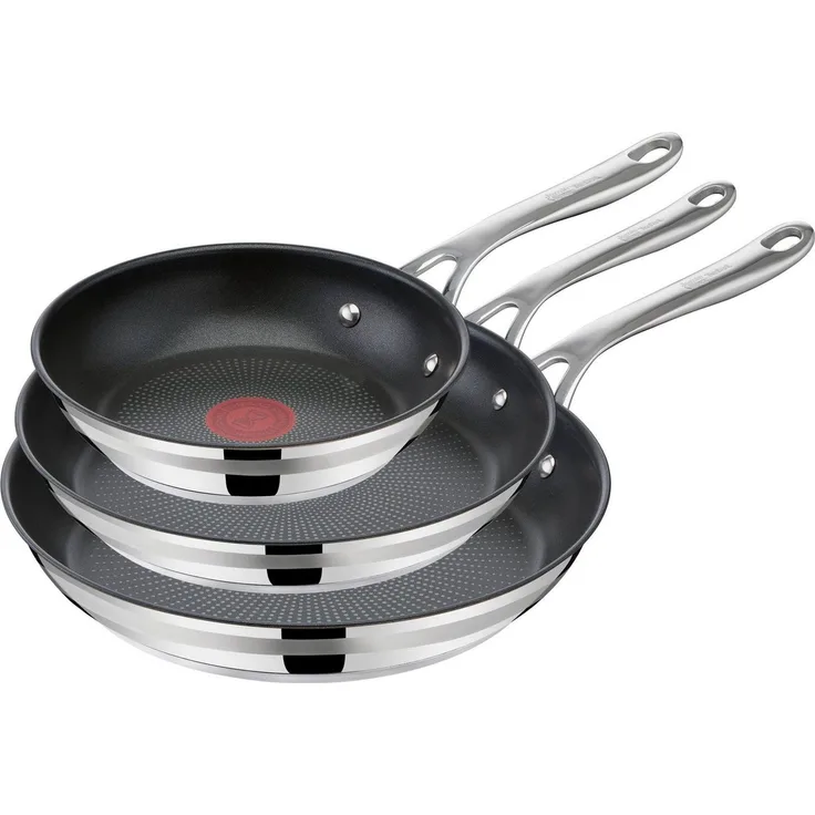 Tefal Pfannen-Set Jamie Oliver Cook Smart für alle Herdarten, Induktion, Thermo-Signal, Edelstahl (Set, 3-tlg, Pfannen 20/24/28 cm), Antihaftversiegelung, besonders lange Lebensdauer. ergonomischer Griff
