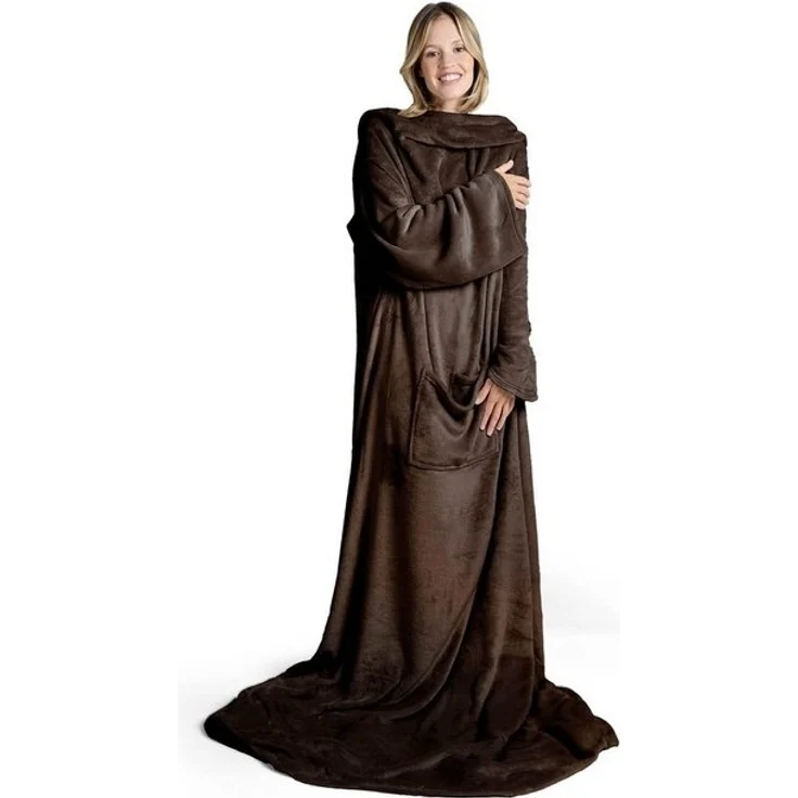 Wohndecke Kuscheldecke mit Ärmeln und Fußtasche, Blumtal – Bild 4