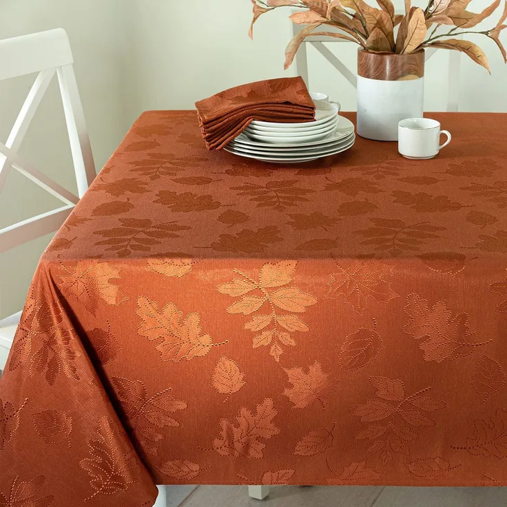 Benson Mills Harvest Legacy Damast-Tischdecke für Herbst, Ernte und Erntedankfest, (Rost/Verbranntes Orange, 152,4x213,4 cm, rechteckig)