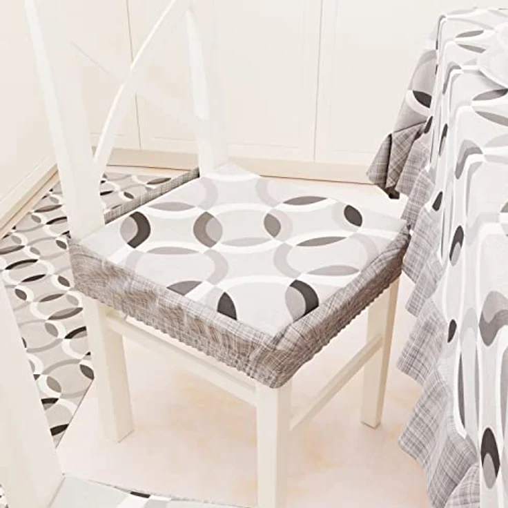 PETTI Artigiani Italiani Tischdecke, Kunststoff-Tischdecke mit Rüschen, Tischdecke, wasserdichte Outdoor-Tischdecke in Baumwolle, graues Kreis-Design, X6-Sitzer (140 x 180 cm), 100% Made in Italy – Bild 5