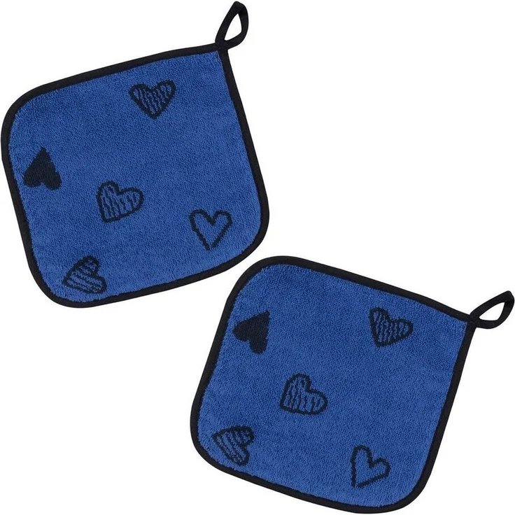 Kracht Topflappen Herzlich, (Set, 2-tlg, Set), 2er Set Topflappen, Baumwoll Frottier, ca. 22x22 cm – Bild 1