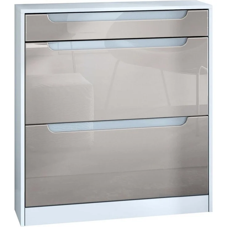 InnoFurn Schuhschrank Venezia Schuhkipper (schmaler Flurschrank, Weiß matt (89 x 95,5 x 23 cm) Platzsparender Schuhkipper Flurschrank für Diele Flur Garderobe – Bild 1