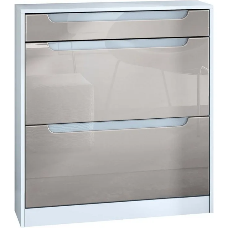 InnoFurn Schuhschrank Venezia Schuhkipper (schmaler Flurschrank, Weiß matt (89 x 95,5 x 23 cm) Platzsparender Schuhkipper Flurschrank für Diele Flur Garderobe