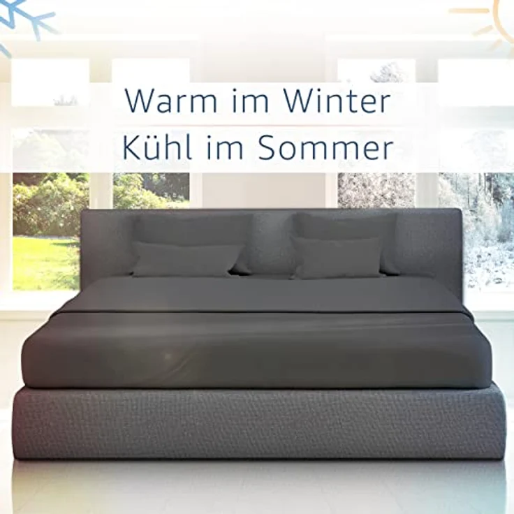 Amago - Spannbetttuch, 50 cm Steg, 100 prozent Baumwolle, 180x200 cm - Anthrazit – Bild 7