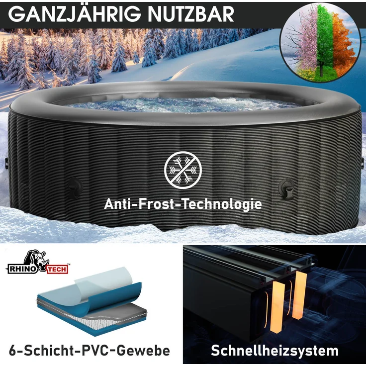 BRAST 'MSpa Starry' Whirlpool aufblasbar mit LED-Beleuchtung für 6 Personen, Ø204x70 cm – Bild 4