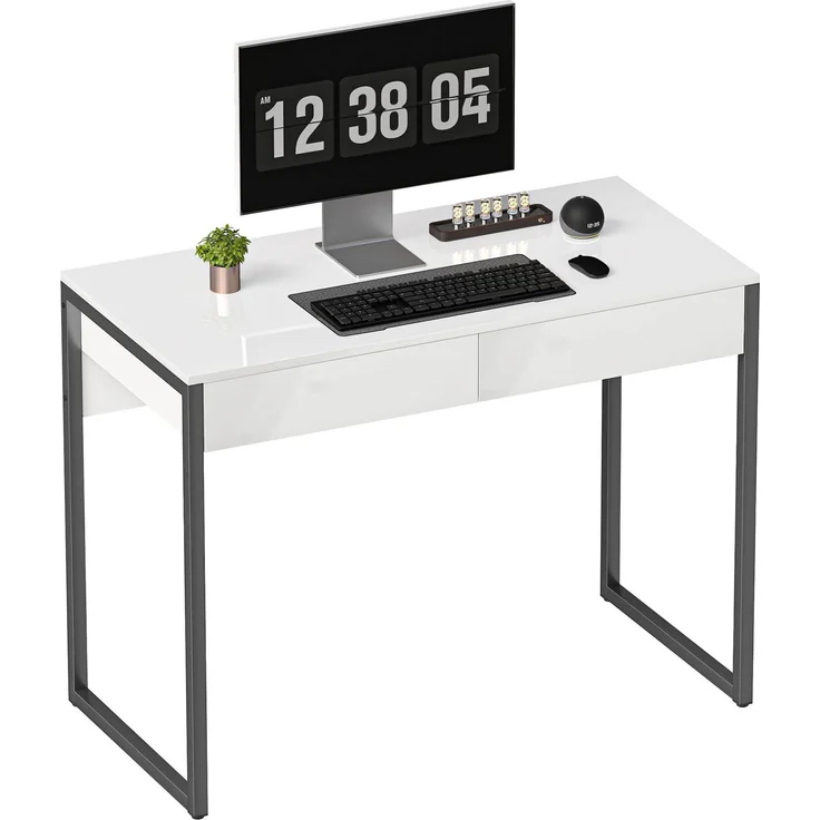HOMCOM Schreibtisch, Stahl, MDF, Schwarz, 100 x 50 x 75 cm – Bild 1