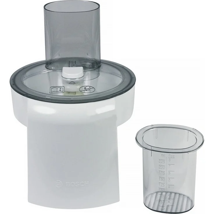 BOSCH Küchenmaschinen Zubehör-Set Durchlaufschnitzlergehäuse 00653187, mit Kupplung, Mitnehmer, Becher – Bild 2