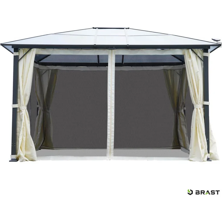 BRAST Alu Pavillon Summerdream 3x4m beige festes Dach wasserdicht + Moskitonetz – Bild 8